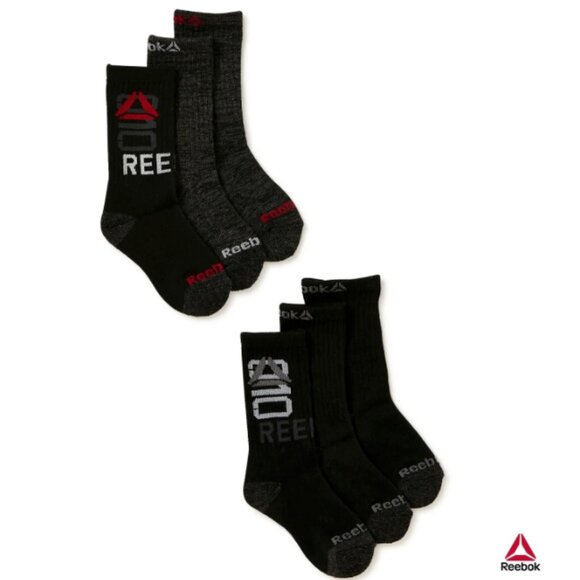 Reebok Pro-Series Crew Socks 6-Pack for Boys Size M - Picture 2 of 2